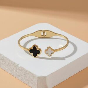 18K Gold Plated Lucky Clover Bracelet 4 Leaf Stackable Women Jewelry Gift
